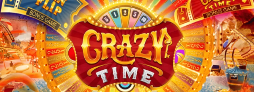 Das Crazy Time-Spiel-Logo, mit einem bunten Rad und dem Spieltitel.