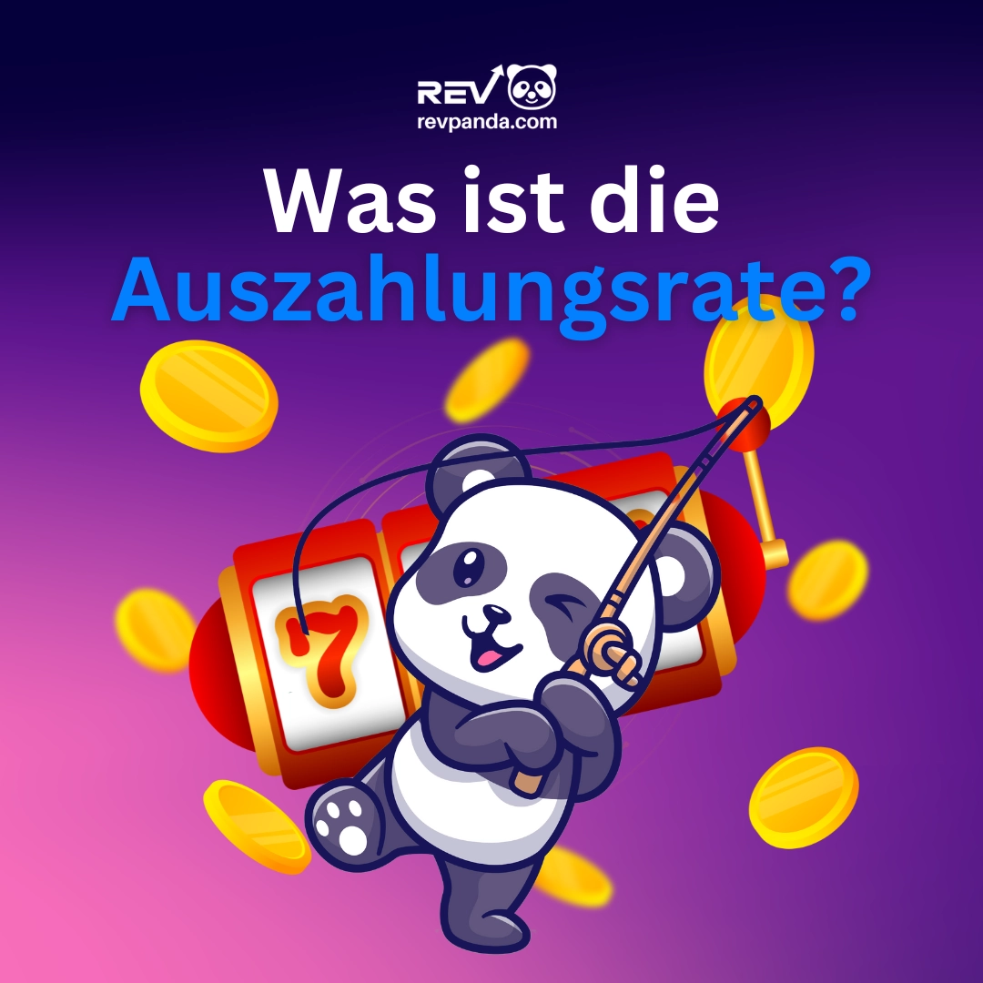 Ein Panda umgeben von Goldmünzen und einem 777-Spielautomat, der das RTP in Casinospielen darstellt.