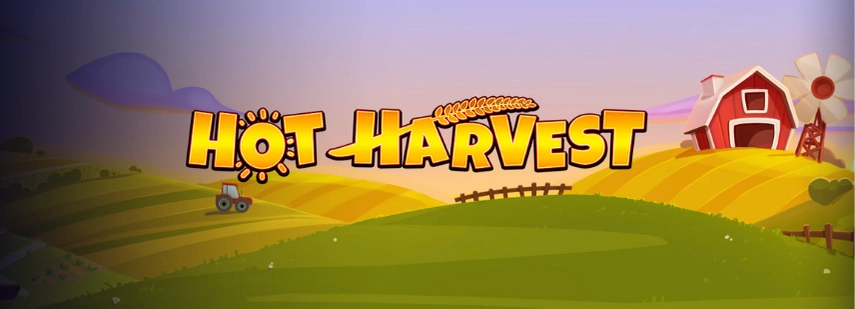 Hot Harvest logo with a farm scene, a tractor, and a red barn.