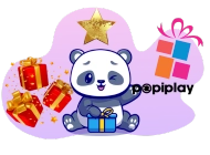 Cartoon panda unboxing a present and there is giftboxes and 