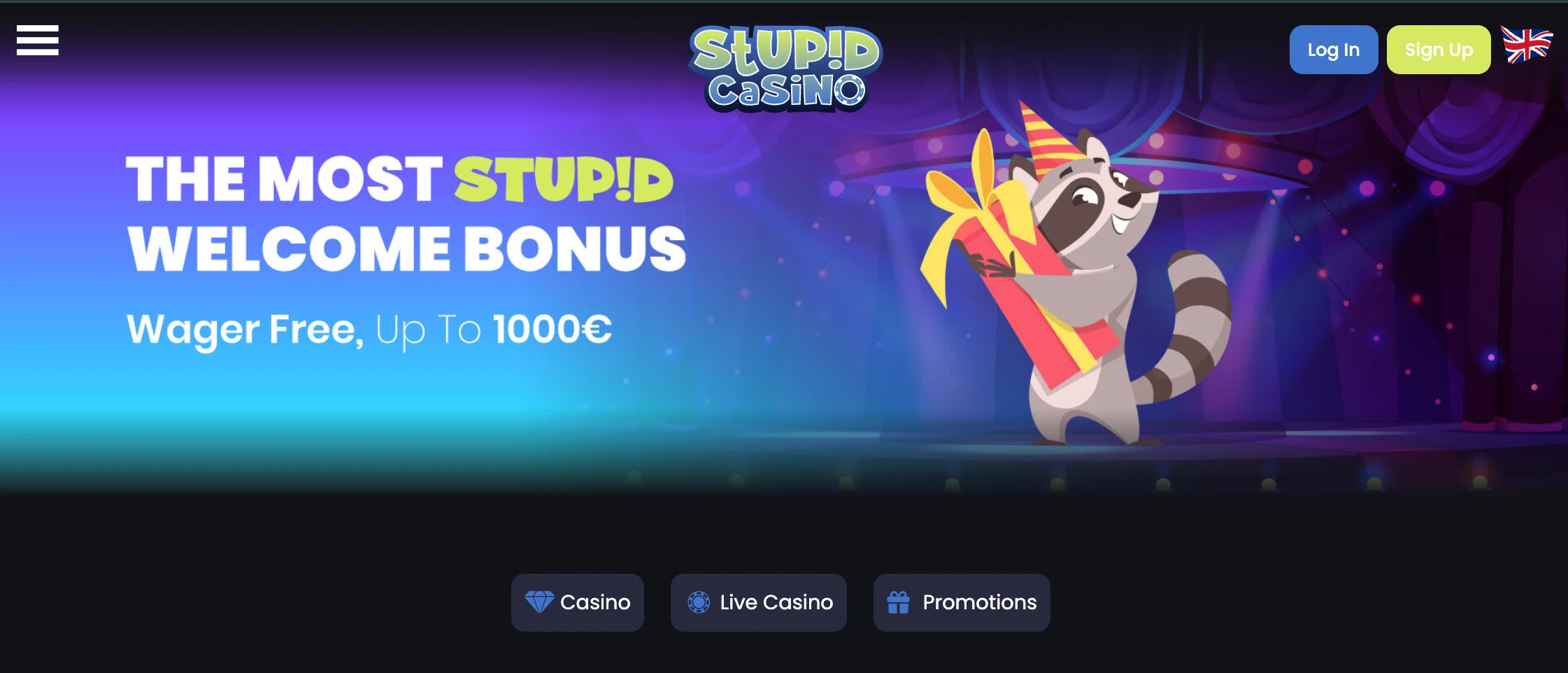 Stupid casino homepage