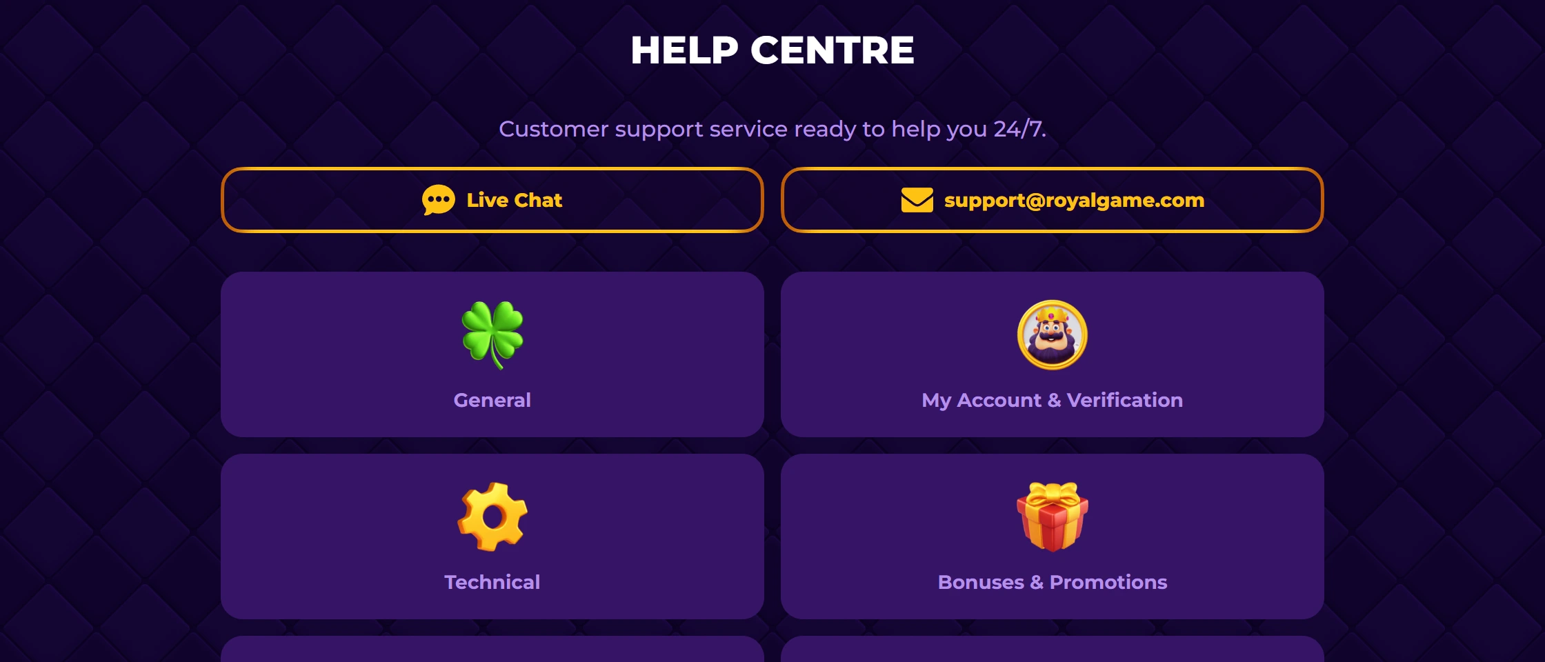 Royal game help centre