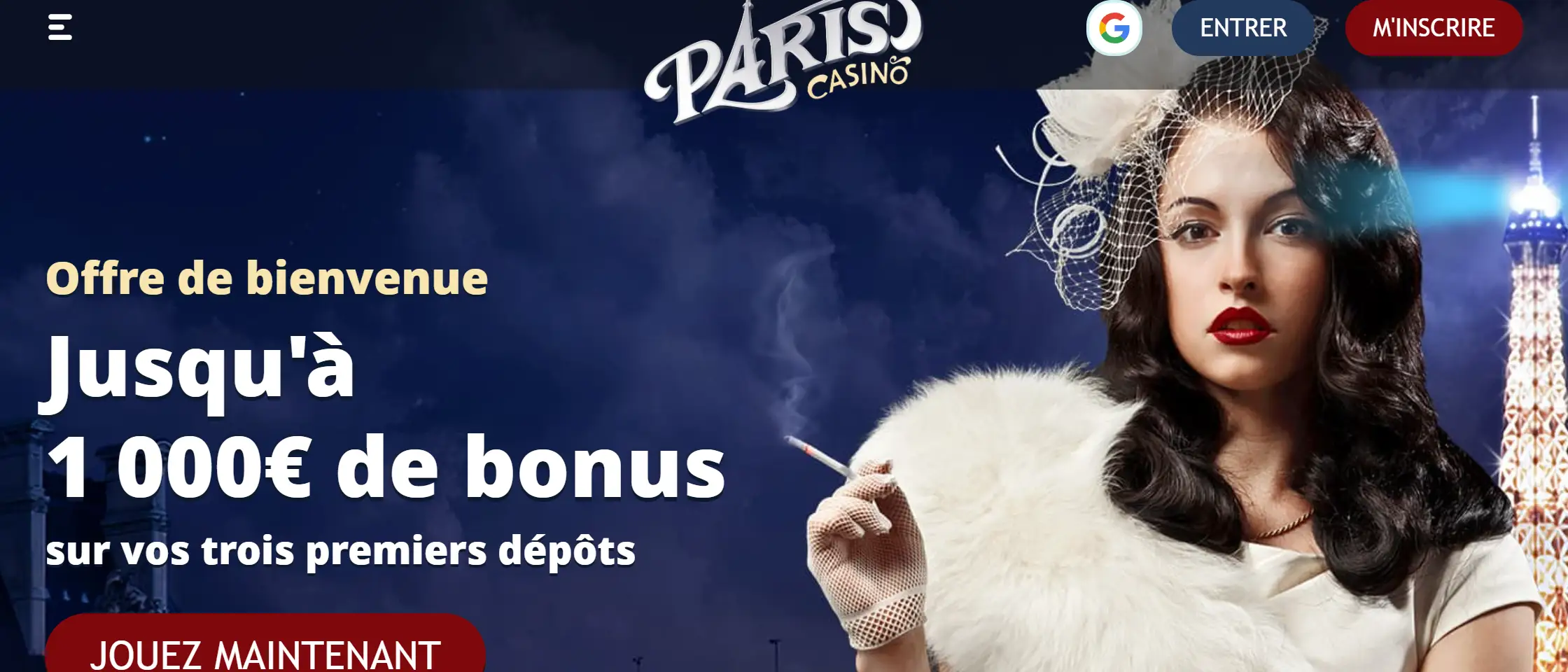 Paris Casino homepage