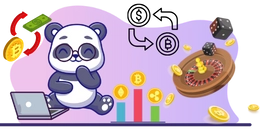 Panda with googles and cryptocurrency icons