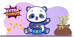 A panda opens a gift box and there is "extra bonus" text