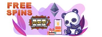 Panda with slot games and "free spins" text