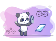 panda with phone and mobile devices