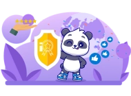 Panda with a shield