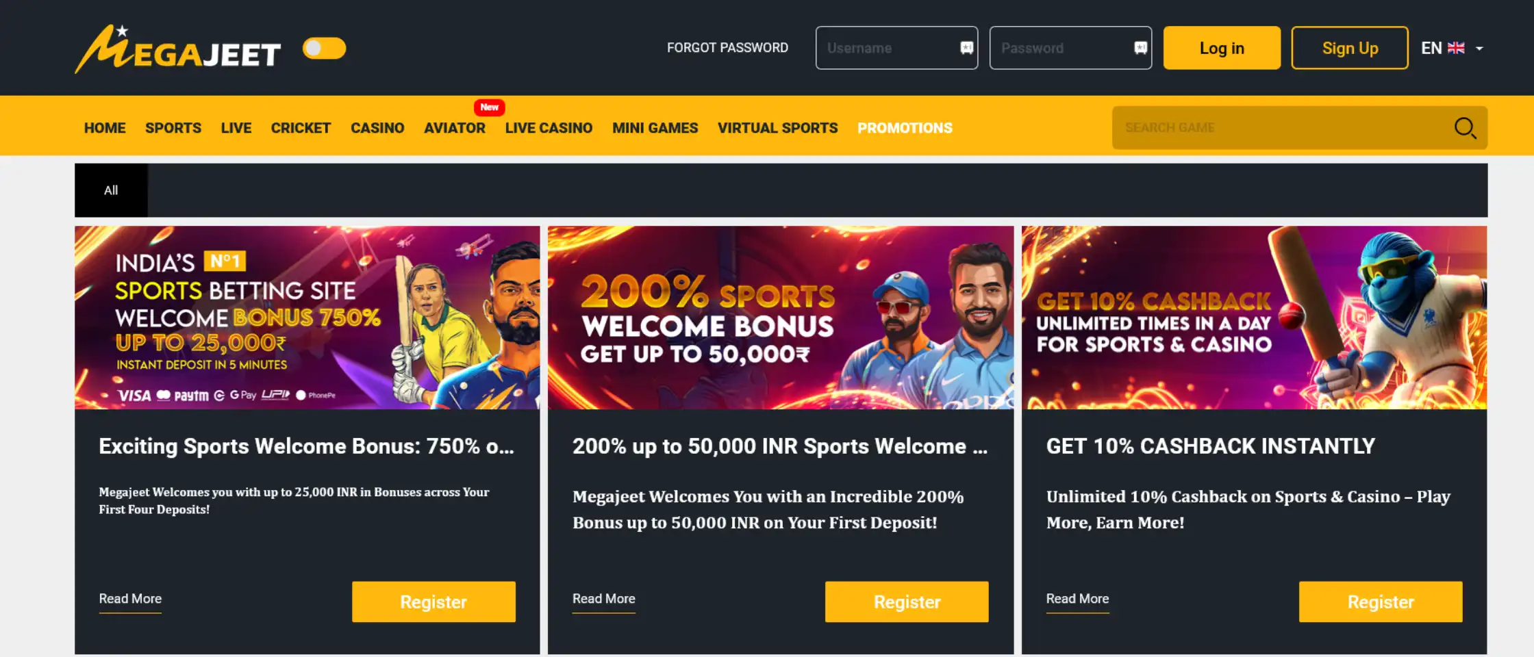 Megajeet Bonus and Promotions