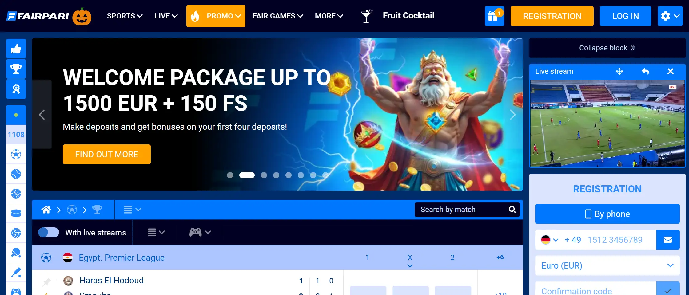 Fairpari casino homepage