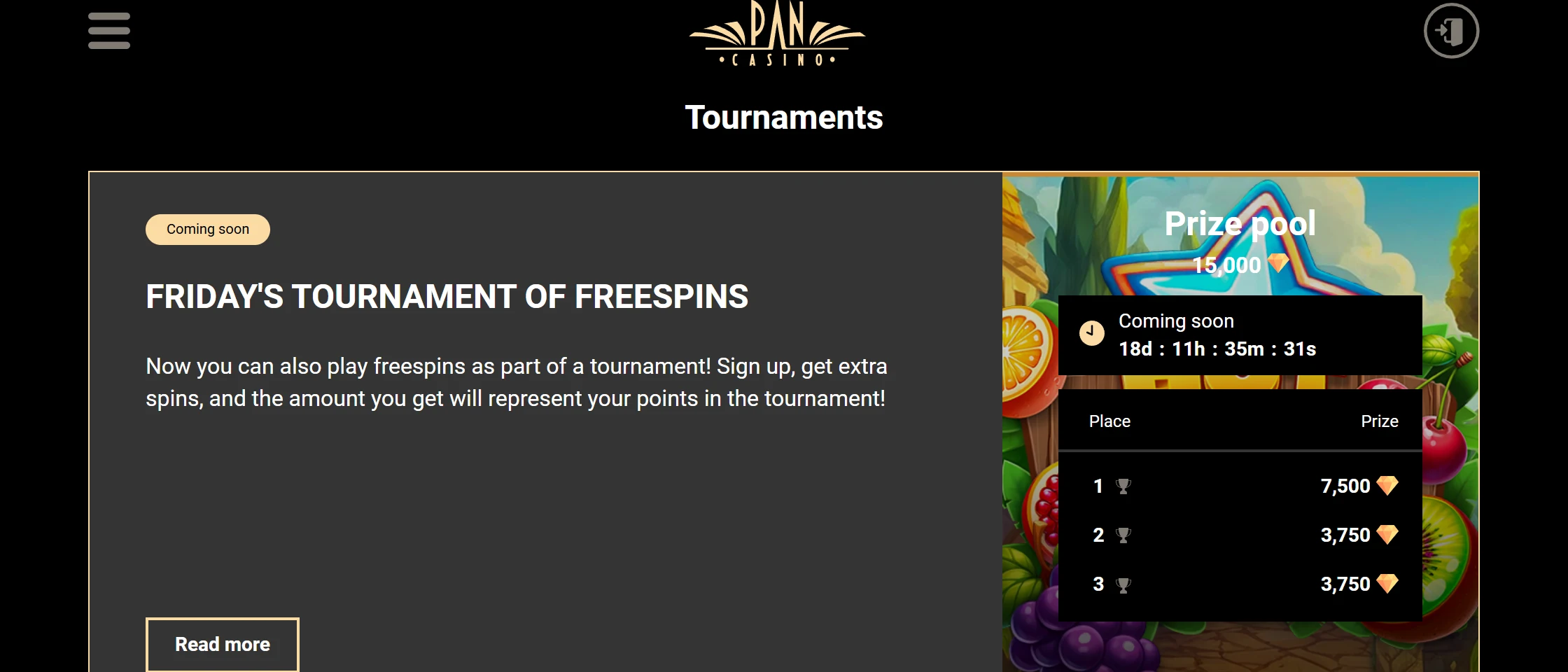 Pan casino tournaments