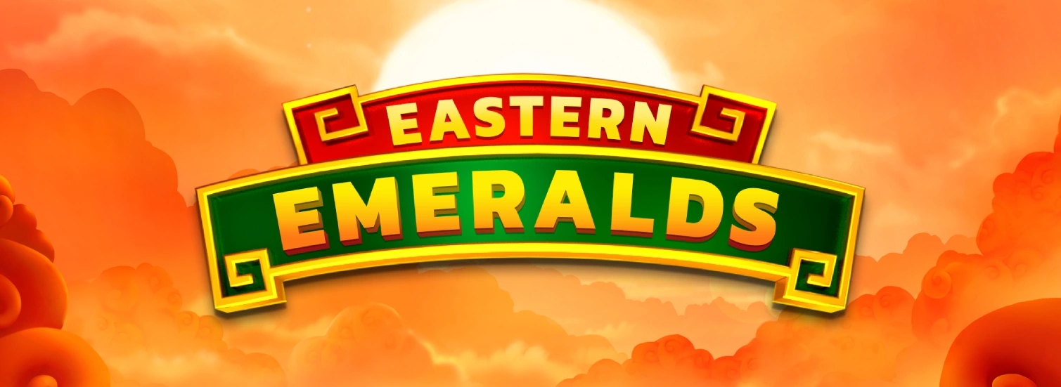 The text "EASTERN EMERALDS" in gold and green letters against a sunset background with clouds.