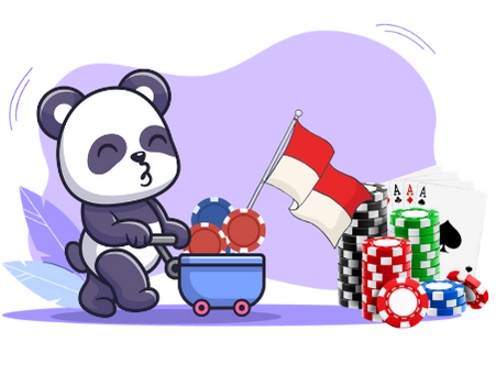 Happy panda cartoon character enjoying the benefits of Monaco online casinos, with casino chips, playing cards, and the Monaco flag.