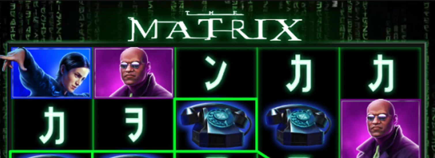 The Matrix slot logo with key figures from the movie.