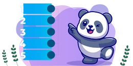 A cute panda pointing to a numbered list with five items.