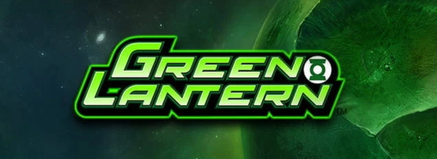 The Green Lantern logo against a cosmic background.