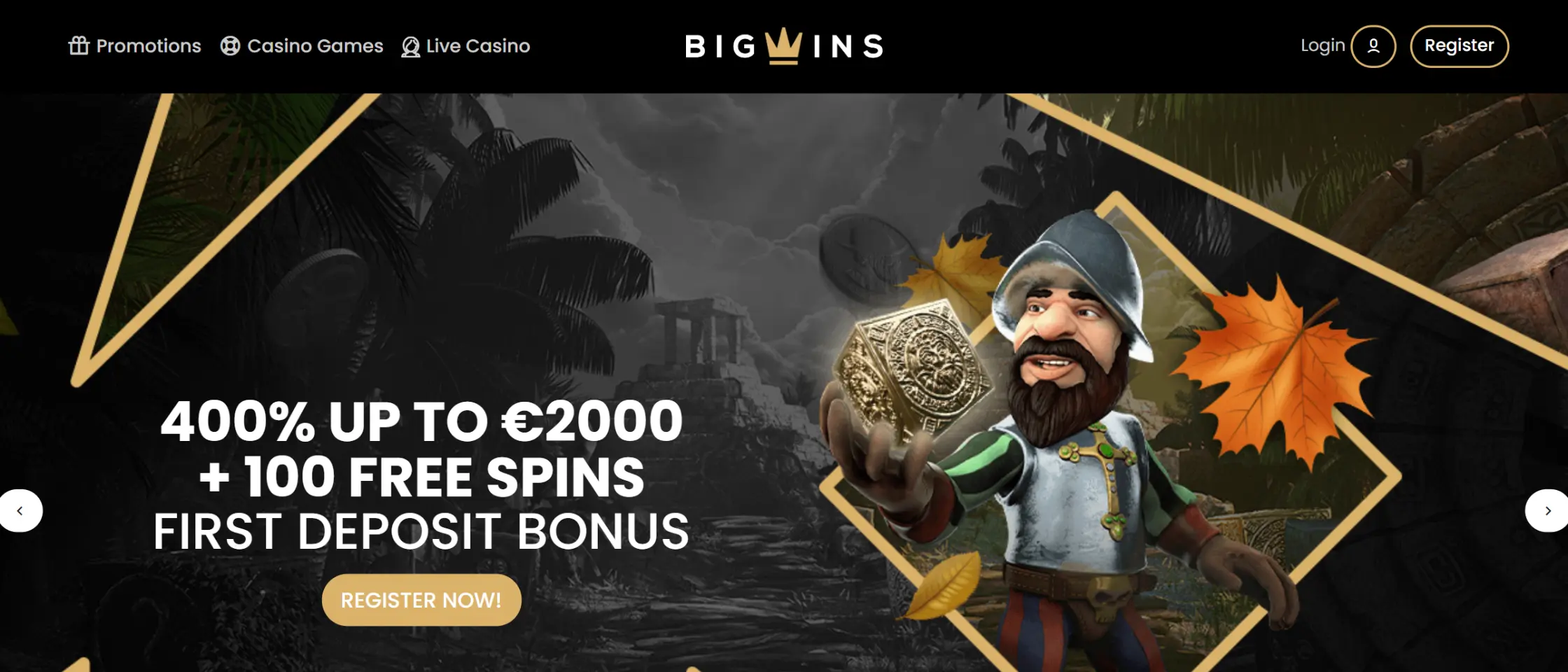 BigWins Casino homepage