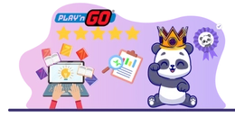 panda mascot with a crown, five stars, and a clipboard, representing quality and excellence