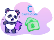 A happy panda representing CashtoCode and financial services