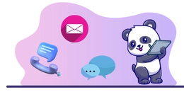 A cute panda representing different communication channels