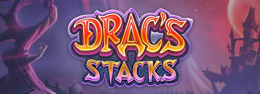 Drac's Stacks slot game logo, featuring a spooky castle and the game title in a gothic style.