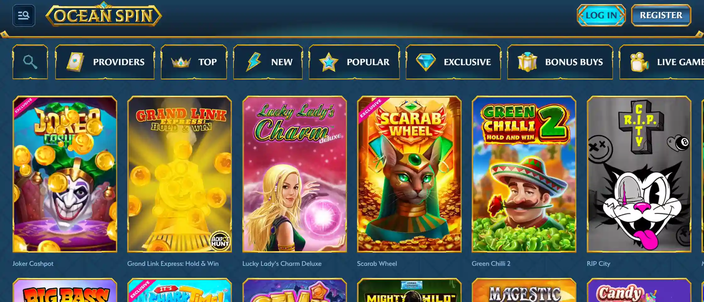 OceanSpin game section