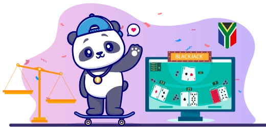 Panda skating next to a online casino game