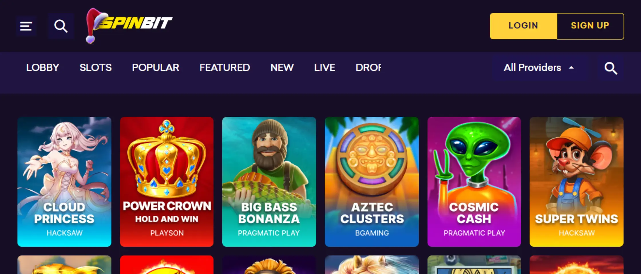 Spinbit casino UI