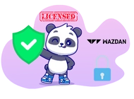 Winking panda mascot holding a shield with a checkmark, symbolizing security and the 