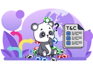 Panda looks confused with a terms and conditions sheet