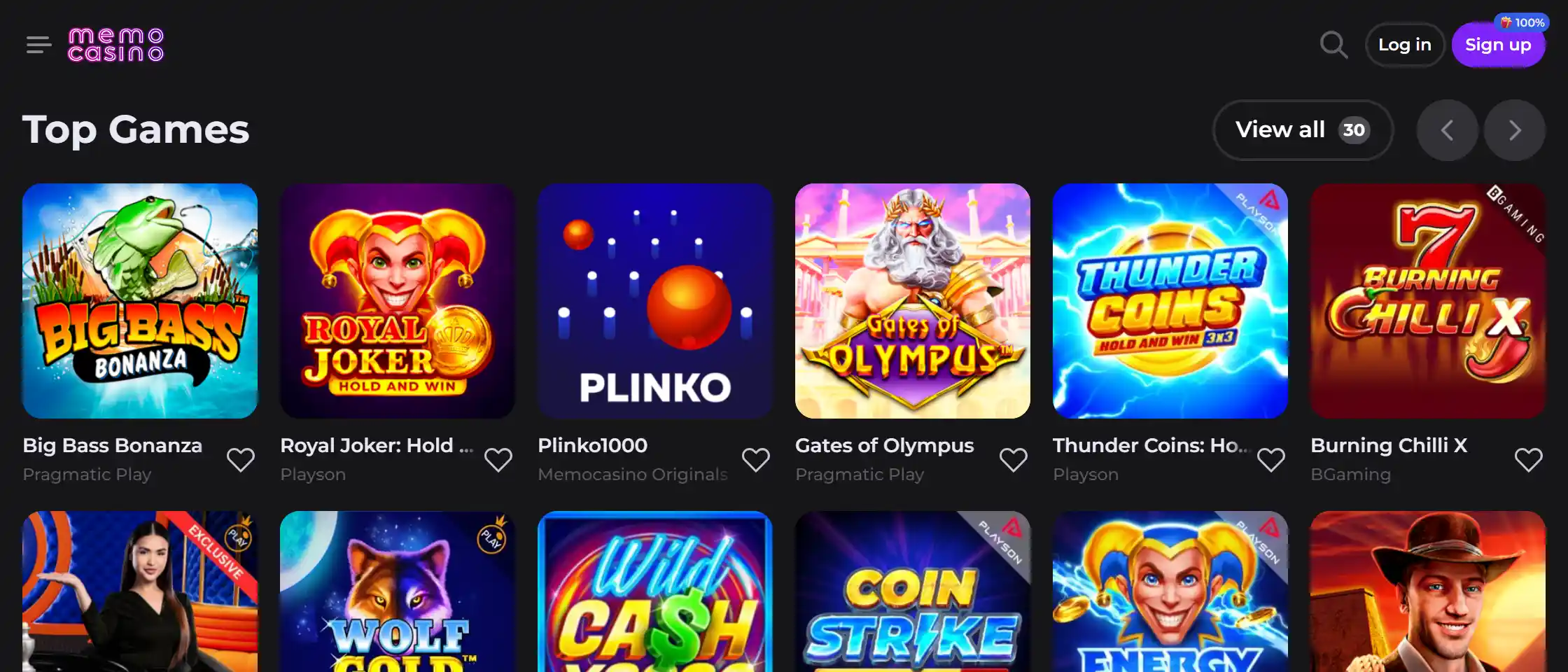 memocasino.com games