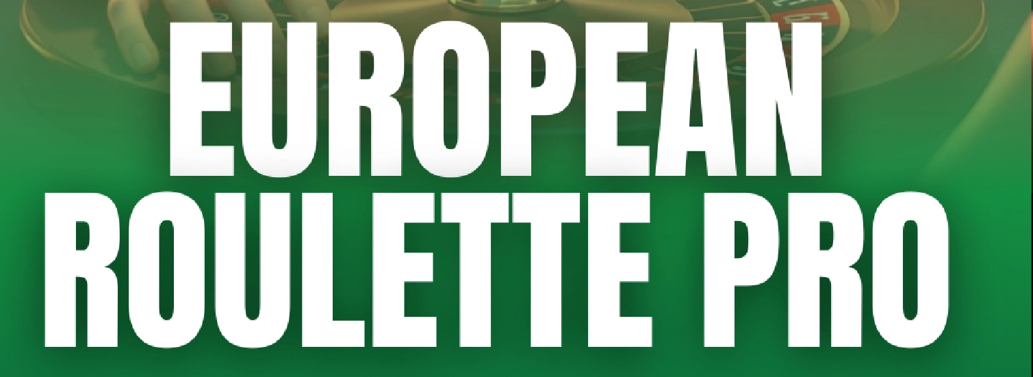 European Roulette Pro game logo, with a roulette wheel and table in the background