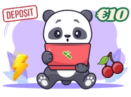 A cute panda is sitting on a laptop with a bamboo stick. The text 