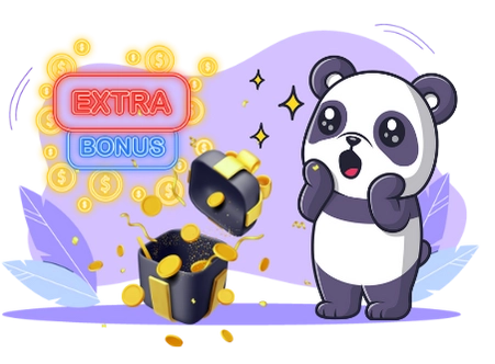 Cute panda cartoon character surprised by an 