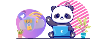 Panda on a computer with VPN logo