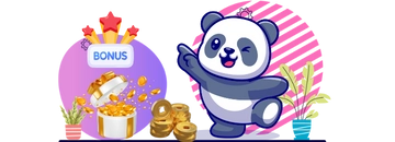 Panda with a "bonus" text and gold coins