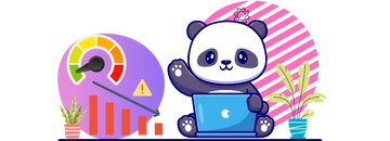 A cute panda with a 1€ casino sign and a checkmark