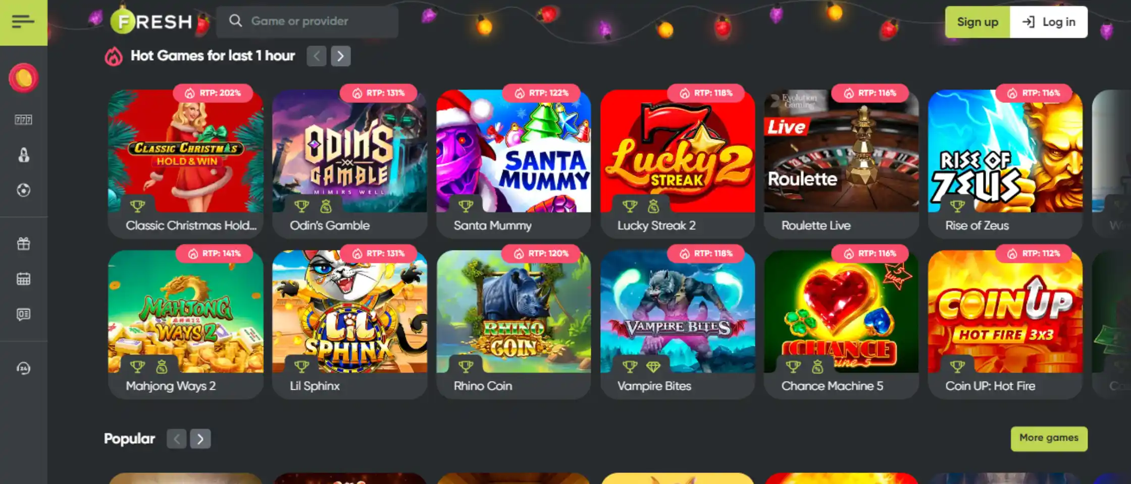 Fresh casino UI and UX