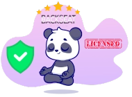 A peaceful panda representing licensed and secure services