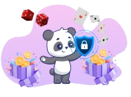 A cute panda representing secure online casino gaming and bonuses