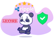 A meditating panda with a Ripple logo and a licensed badge