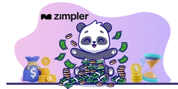 A cute panda surrounded by stacks of money and coins