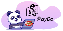 A panda using a laptop with a "Register Now" button