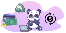 A cute panda representing online payments and transactions