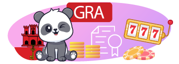 A cartoon panda winking, with the text "GRA" (likely referring to the Gambling Regulatory Authority of Gibraltar).