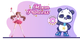 Cartoon Panda with Moon Princess game logo