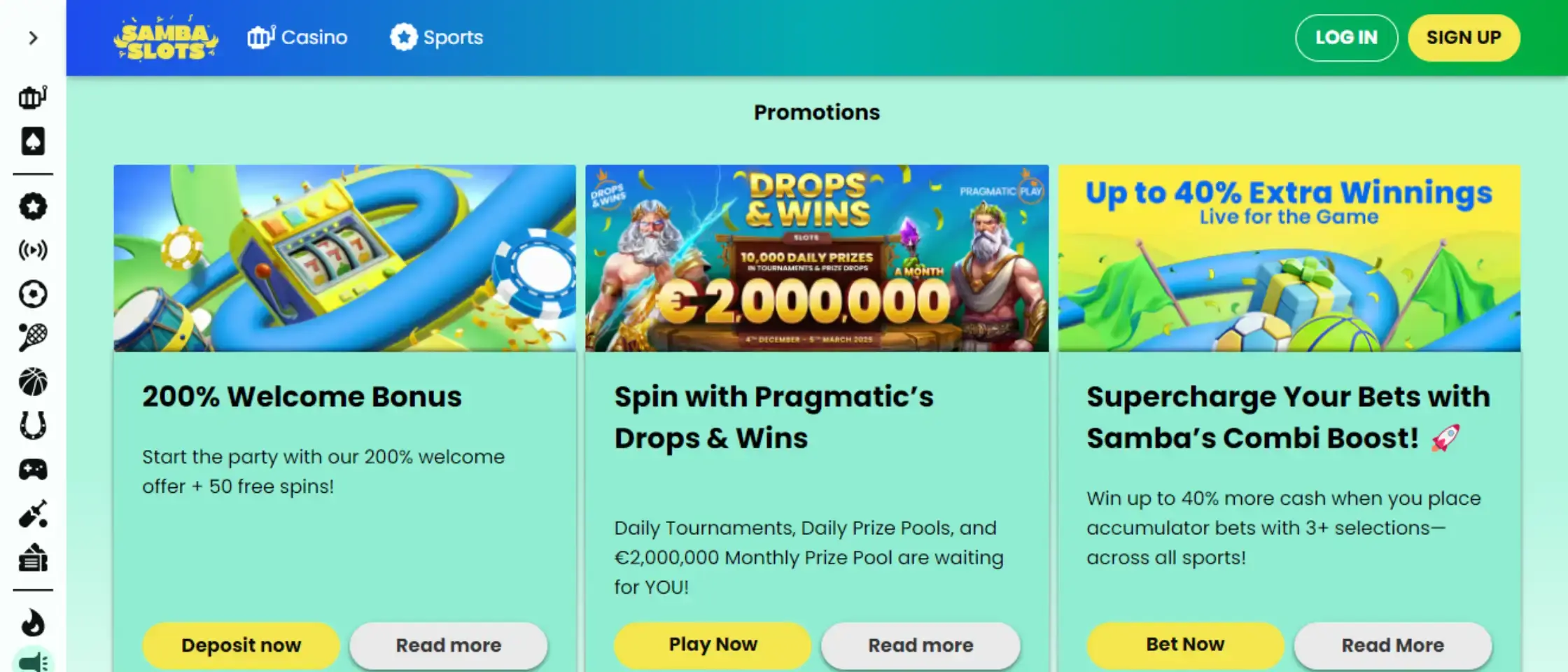 Sambaslots tournaments section