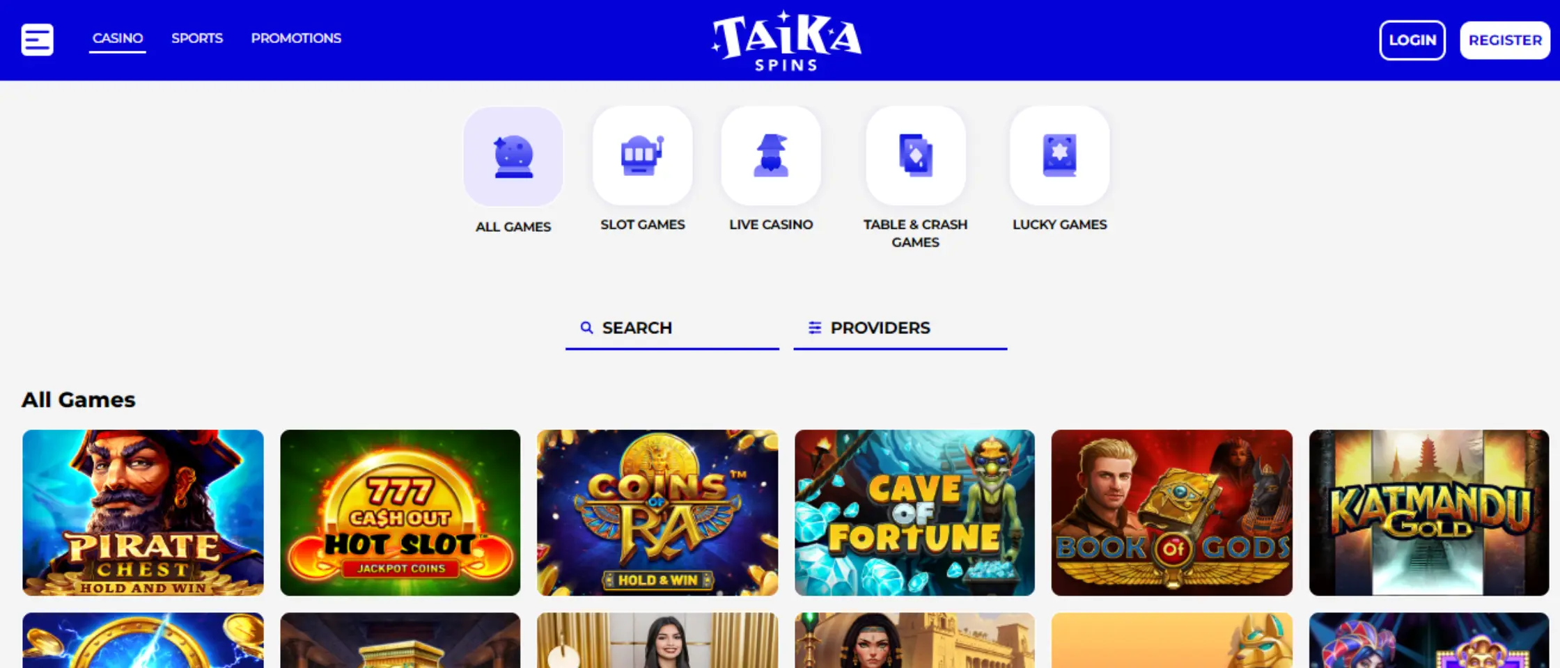 Taikaspins UI and UX