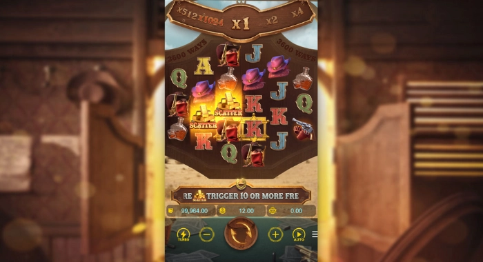 A slot game screen with SCATTER symbols, 