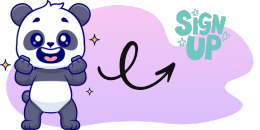 Panda with sign up icon.